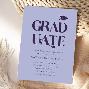 Bold Graduate Graduation Party Photo Purple Invitation