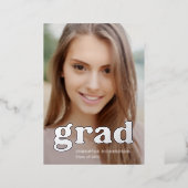 Bold Graduate | Modern Two Photo 2022 Graduation Foil Invitation (Standing Front)