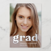 Bold Graduate | Modern Two Photo 2022 Graduation Foil Invitation (Front)
