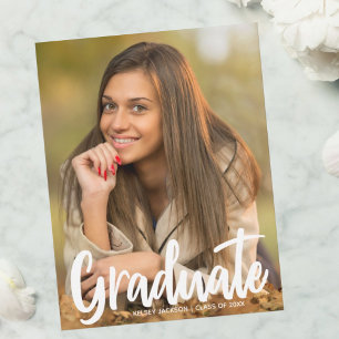 Bold Graduate Photo Modern Script Overlay Announcement