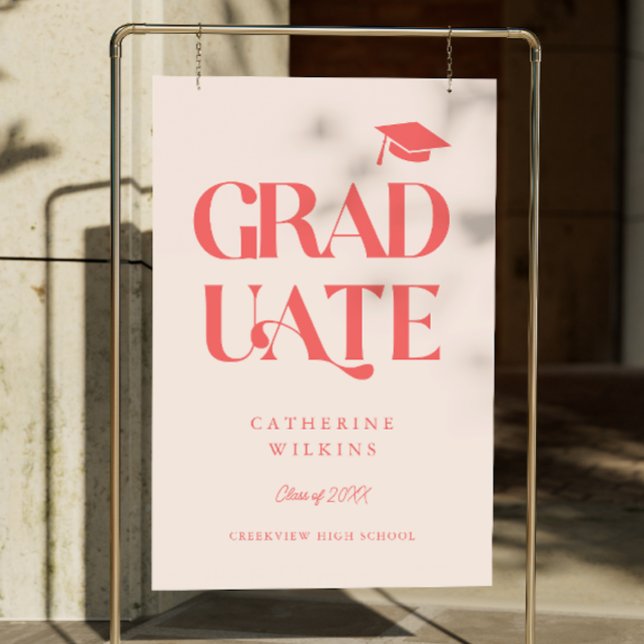 Bold Graduate Pink Grad Party Welcome Sign (Creator Uploaded)