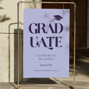 Bold Graduate Purple Grad Party Welcome Sign