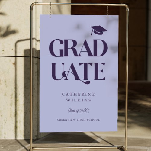 Bold Graduate Purple Grad Party Welcome Sign