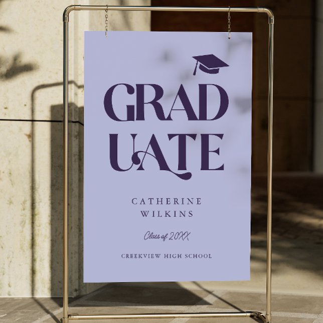 Bold Graduate Purple Grad Party Welcome Sign (Creator Uploaded)