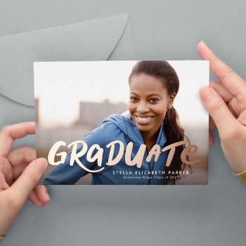 Bold Graduate Simple Cool Two Photo Graduation Foil Invitation by LeaDelaverisDesign at Zazzle