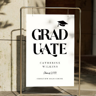 Bold Graduate White Grad Party Welcome Sign