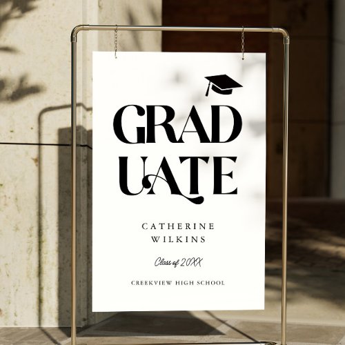 Bold Graduate White Grad Party Welcome Sign