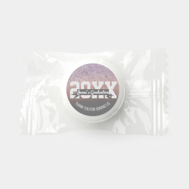  Bold Graduation College Personalized Glitter Pink Life Saver® Mints (Front)