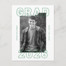 Bold Graduation Photo Card | Announcement Postcard