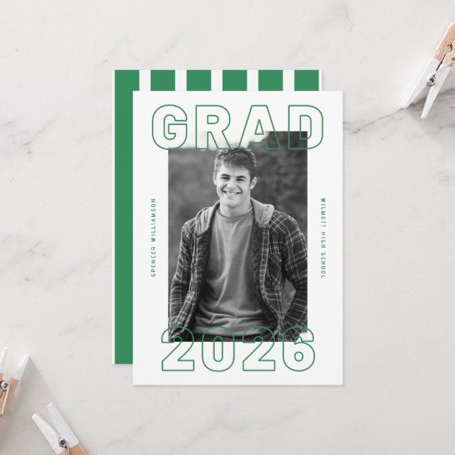 Bold Graduation Photo Card | Custom Announcement (Front/Back In Situ)