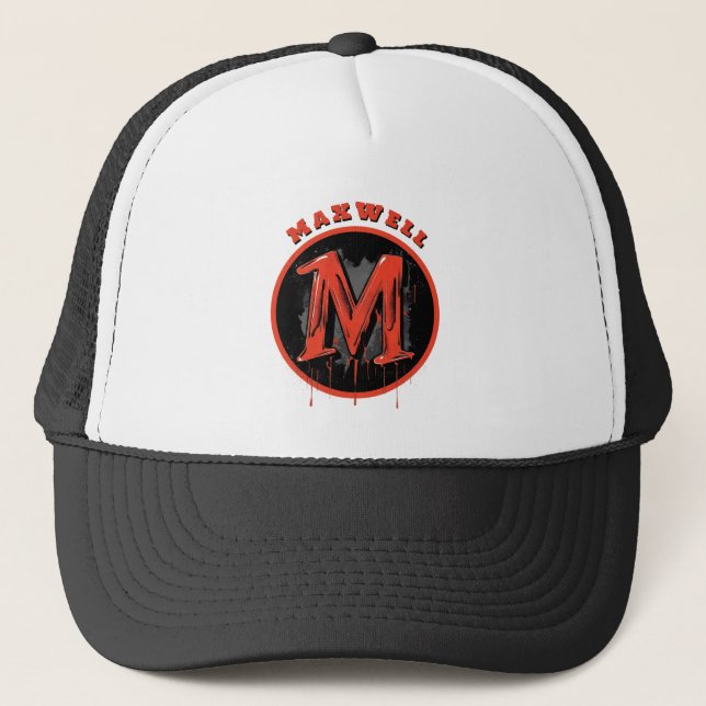  Bold Graffiti Monogram "M" - Customizable Urban Trucker Hat (Front)