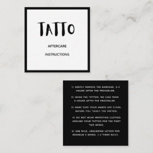 Bold Graffiti Pattern Tattoo Aftercare Instruction Square Business Card