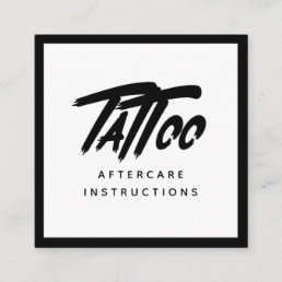 Bold Graffiti Style Tattoo Aftercare Instructions  Square Business Card