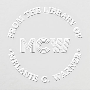 Bold Graphic 3 Initial Library Book Name Embosser