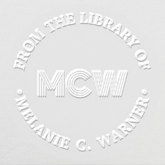 Bold Graphic 3 Initial Library Book Name Embosser (Design)