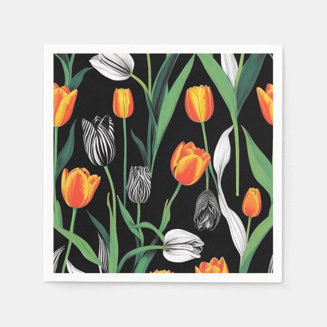 Bold Graphic Artistic Tulips  Napkins (Front)