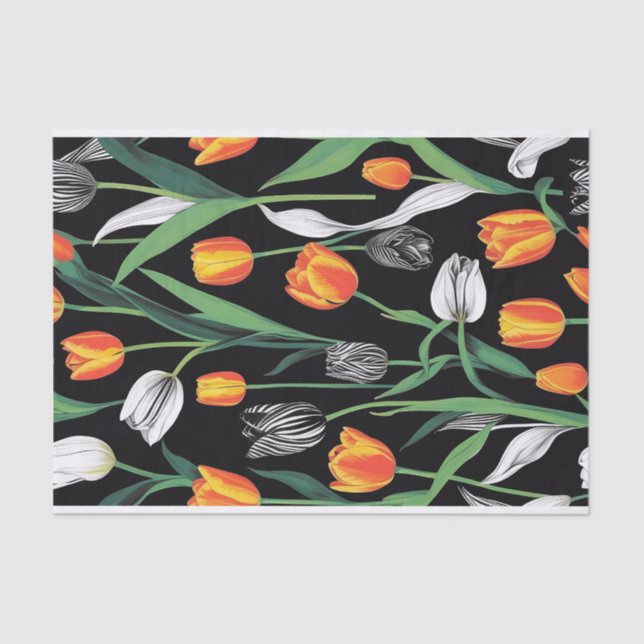 Bold Graphic Artistic Tulips  Tissue Paper (Front)