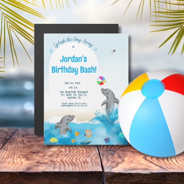 Bold Graphic Dolphin Fun Ocean Volleyball Magnetic Invitation (Creator Uploaded)