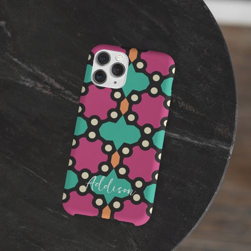 Bold Graphic Pink and Teal Tile Pattern iPhone 15 Pro Max Case
