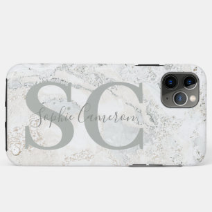 Bold graphic typography initial marble iPhone 11 pro max case