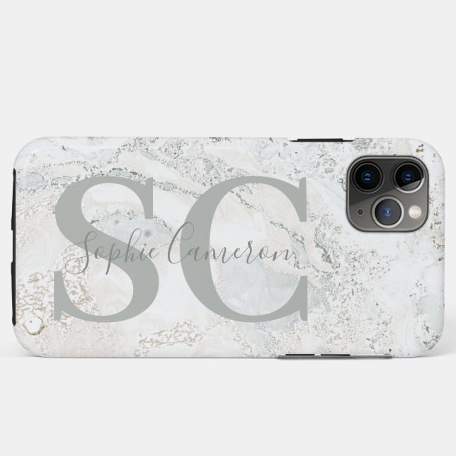 Bold graphic typography initial marble Case-Mate iPhone case (Back (Horizontal))