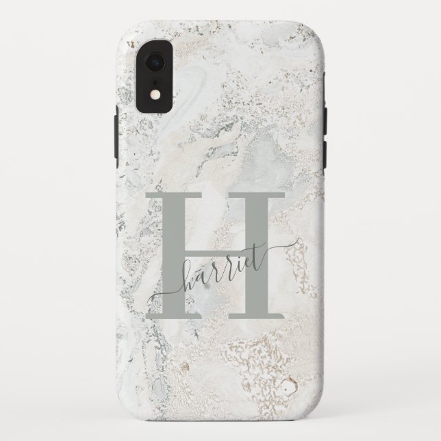 Bold graphic typography initial marble Case-Mate iPhone case (Back)
