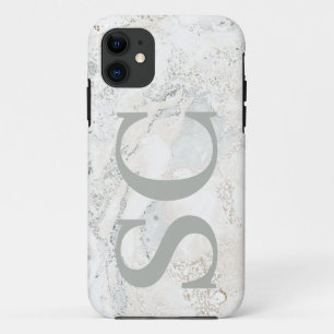 Bold graphic typography initial marble iPhone 11 case