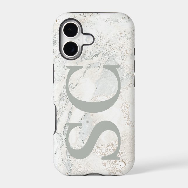 Bold graphic typography initial marble iphone case (Back)