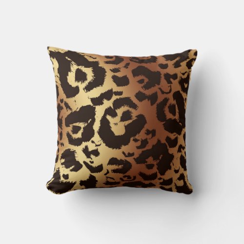 Bold Graphic Wild Cat Print Gradient Background Throw Pillow