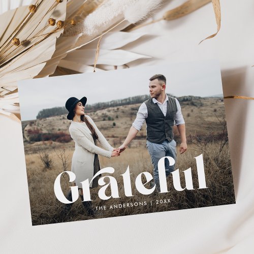 Bold Grateful Typography Photo Holiday Card