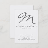 Bold Gray Monogram Calligraphy Business Card (Front/Back)