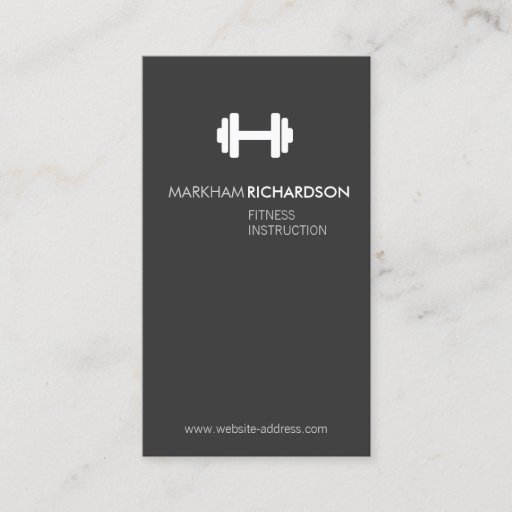 Customizable Bold Gray/White Personal Trainer Business Card