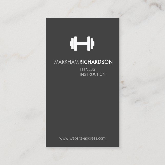 Bold Gray/White Personal Trainer Business Card (Front)