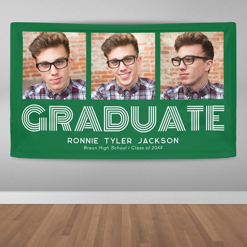 Bold Green 3 Graduate Photo Graduation Banner