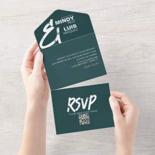 Bold Green AMPERSAND Grunge Wedding  All In One Invitation