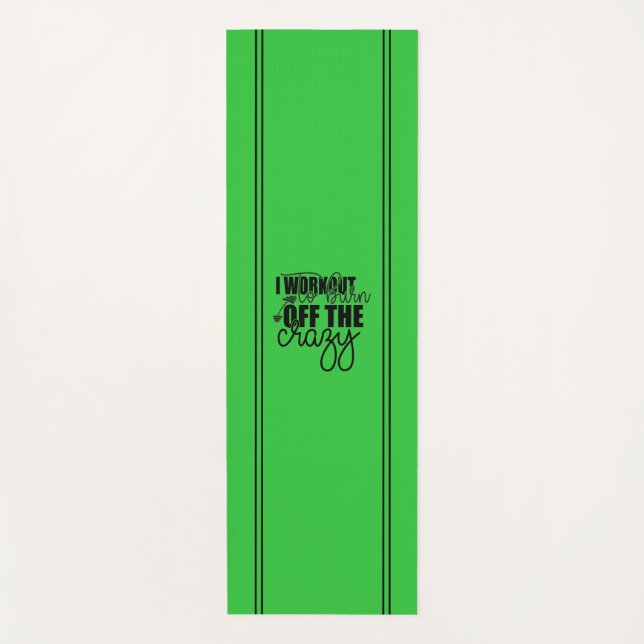 Bold green and black stripe yoga mat (Front)