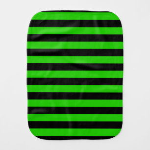 Bold Green and Black Stripes Pattern Baby Burp Cloth