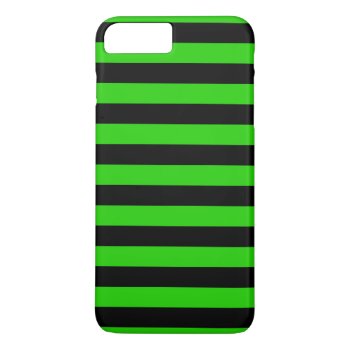 Bold Green And Black Stripes Pattern Iphone 8 Plus/7 Plus Case by MHDesignStudio at Zazzle