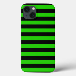 Bold Green and Black Stripes Pattern iPhone 13 Case