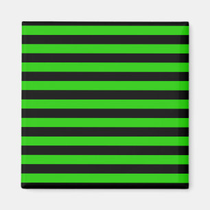 Bold Green and Black Stripes Pattern Magnet