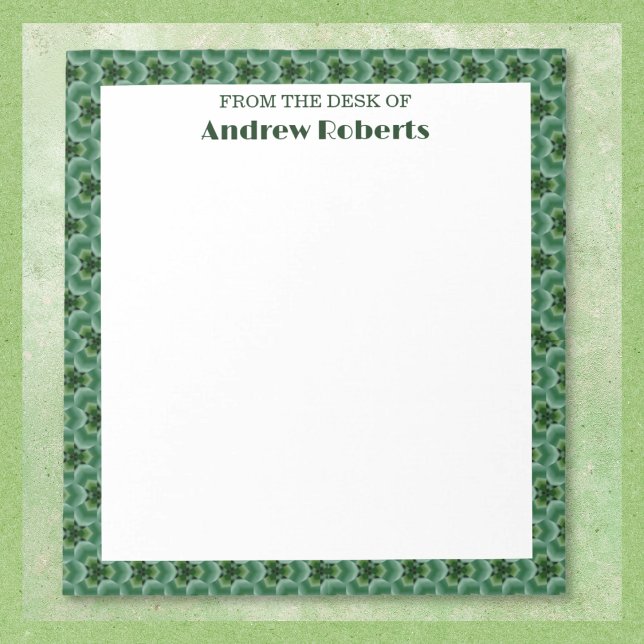 Bold Green and Black Trendy Pattern Notepad (Available in multiple sizes. Text may be customized, or removed.)