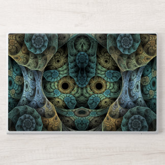 Bold Green and Blue Abstract Skull HP Laptop Skin