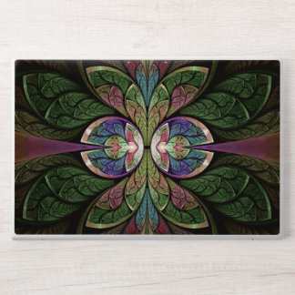 Bold Green and Pink Abstract Floral Stained Glass HP Laptop Skin