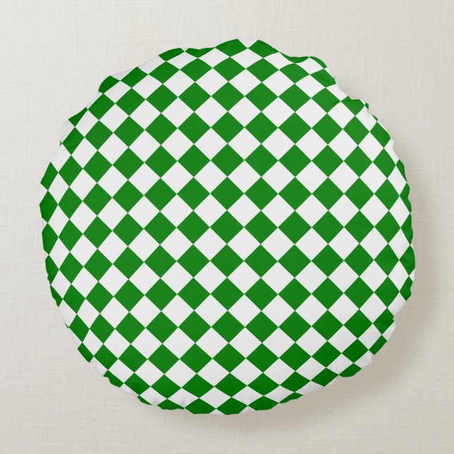 Bold Green and White Chevron Pattern 16" Round Pillow (Back)