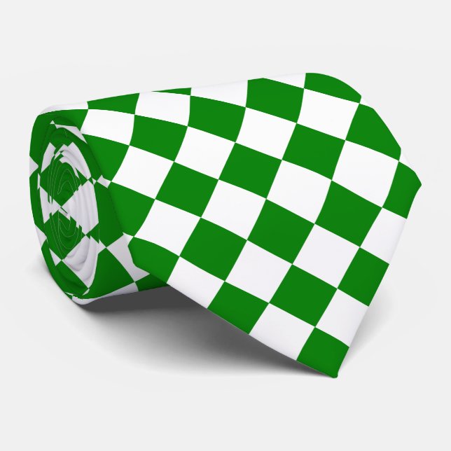 Bold Green and White Chevron Pattern Classic Neck Tie (Rolled)