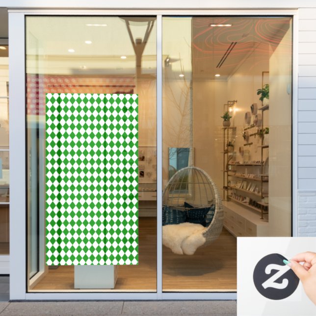 Bold Green and White Chevron Pattern Window Cling (Store Window)