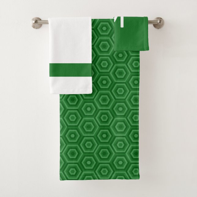 Bold Green and White with Optional Monogram Bath Towel Set (Insitu)