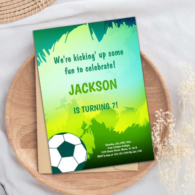 Bold Green & Black Sports Theme Invitation (Soccer Birthday Invitations)