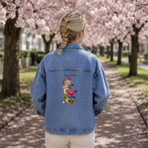 Bold Green Chinese Dragon Lotus Teal Tattoo Denim Jacket