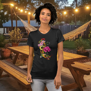 Bold Green Chinese Dragon Lotus Teal Tattoo T-Shirt